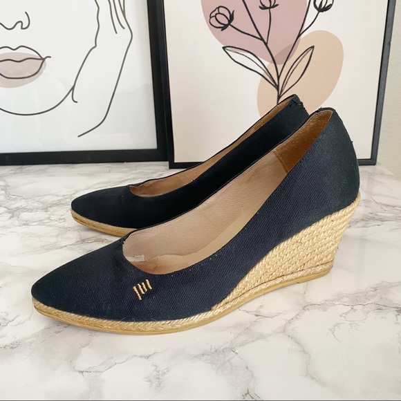 Viscata | Shoes | Viscata Roses V Cut Black Canvas Espadrille Wedge Pumps  Summer Vacation 39 8 | Poshmark